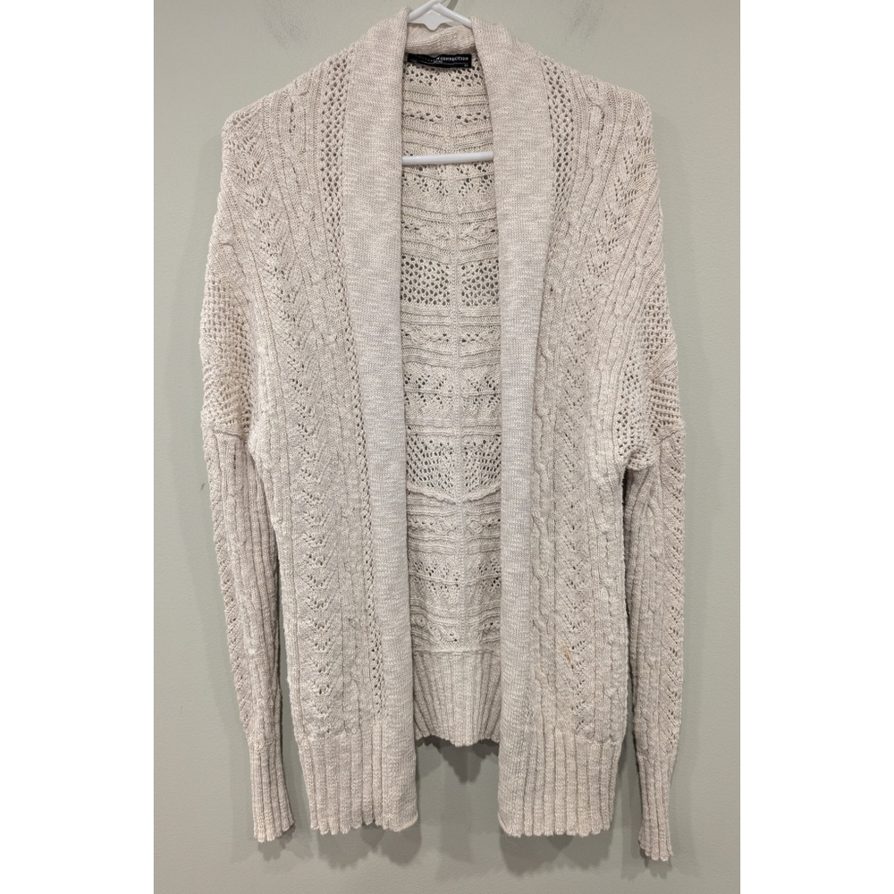 Peruvian Connection Oatmeal 100% Pima Corton Knit Open Cardigan Size XS